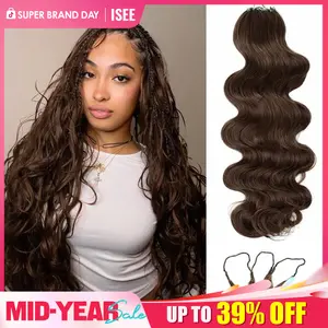 [NEW ARRIVAL] ISEE HAIR #4 Chocolate Brown & Highlight Crochet Human Hair Body Wave Designed for Miracle Knots Pre Separated 50g/Pack Knotless Boho Braids Vacation Hair Plush Texture Time Saving Wear Summer Braids #SummerWins #DealsForYouDays