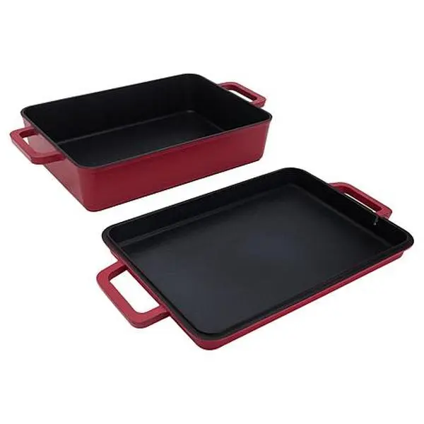 KitchenHQ Diamond Infused Ceramic Nonstick Dual Roaster with Griddle
