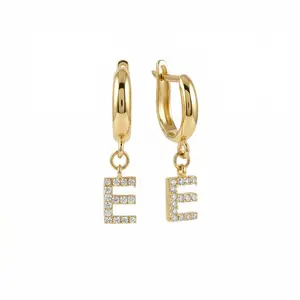Pavé Initials Letter Earrings – Solid 925 Sterling Silver, Thick Real 18K Gold Plating – monogram earrings, personalized jewelry, custom jewelry, bridesmaid gift, monogram present – Gift for Her, Mom & Best Friend, Mother's Day, Anniversary & Birthday