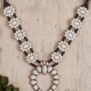 Squash Blossom Necklace, Cream: Cream,