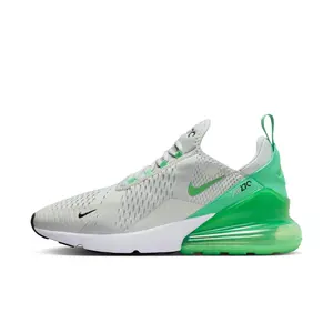 Nike Air Max 270 Men's Sneaker with Green Midsole and White Upper, Closed Design for Athletic and Casual Use