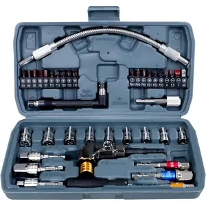 Flexible Drill Bit Extension Set with 105 °   Right Angle Adapter, Metric Sockets, Magnetic Bit Holders, Storage Case