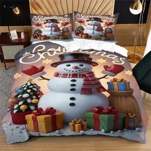 Latest Christmas Bedding Set, Lightweight Soft Fitted Sheet and Pillowcases, Durable Anti-Pilling Holiday Comfort