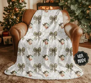 Leopard Santa Sherpa Fleece Blanket