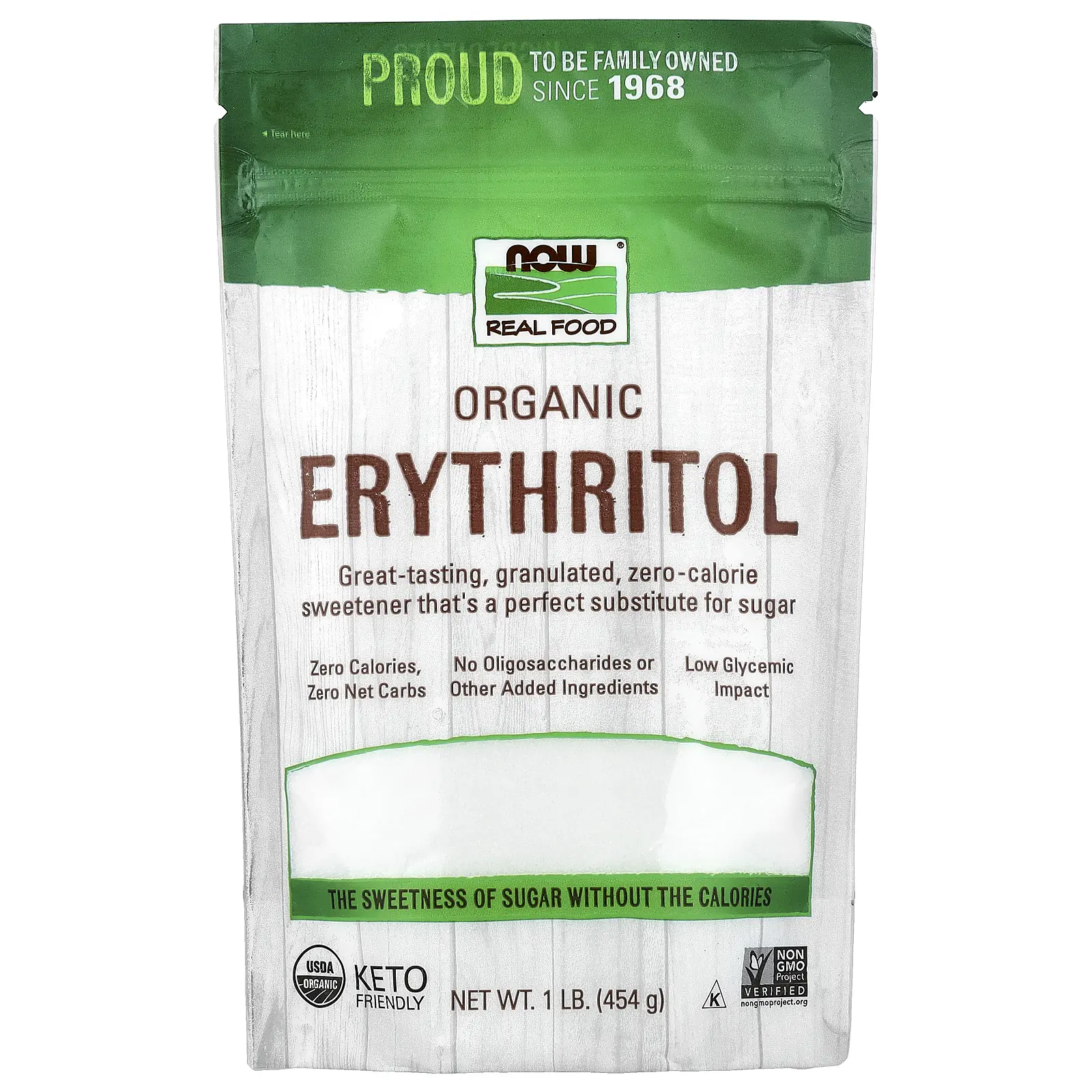 NOW Foods Real Food, Organic Erythritol, 1 lb (454 g)