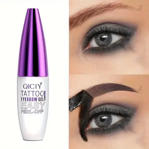 Easy Peel-Off Tinted Brow Gel - Waterproof, Sweatproof, Long-Lasting Tattoo Formula (Black/Brown), Film-Forming, Medium Coverage Eyebrow Products for Adults, Brow Maintenance, Color Correction, Salon Look From Home, All Skin Types Cosmetic Makeup
