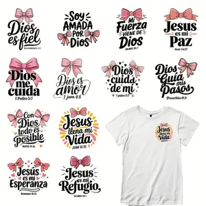 12 PCS Spanish Style Quote Iron on Transfer Stickers DIY Heat Transfer Decals for T Shirt Hat Crafts Fashion Lovers Accessories Wholesale Jesus