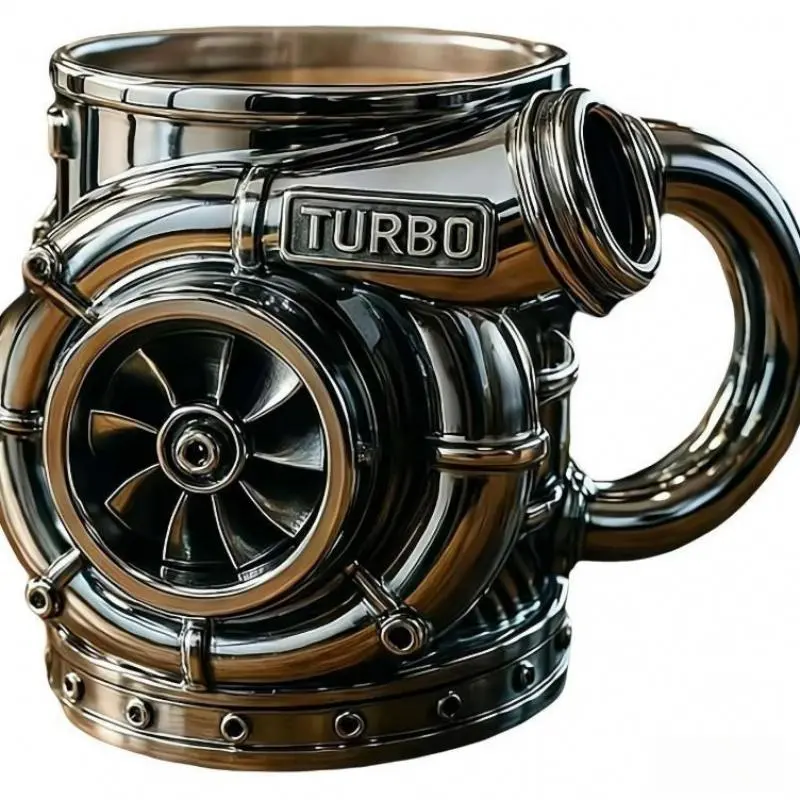 [Creative Gift for Men] 1pc Engine-Themed Mug, Mechanical Punk Coffee Mug, Turbocharger Mug, Minimalist Industrial Style, Car Culture Accessory, Creative Gift for Men, Trendy Office Item, Heat-Resistant Design.Suitable Foruse in 9 Scenarlos