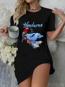 Honduras map Casual Graphic Printed Dress