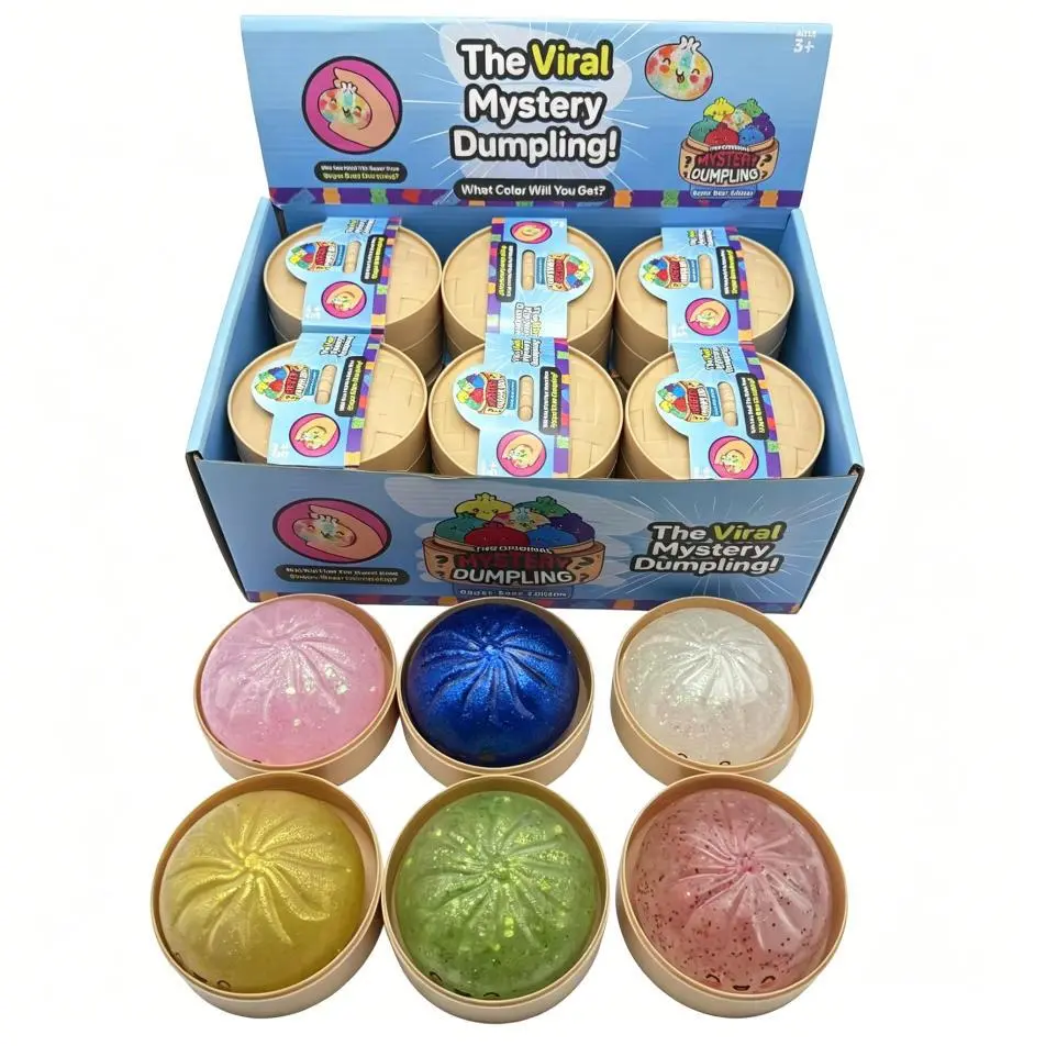 Glitter Dumpling Squishies with Box, Unisex Safe Storage Soft Tactile Experience Soothing Squeeze Stress Relief Toy, Phone Strap Charm Decompression Dough
