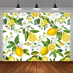 1 Lemon and Key Citrus Fruit Wallpaper Background - Seamless Green Leaves with Yellow Lemons, Self-Adhesive Suitable for Photography, Birthday Party Decoration, Lemonade Stand, Lemon Theme Event - Easy Tear Installation, No Electricity Required, Perfect P