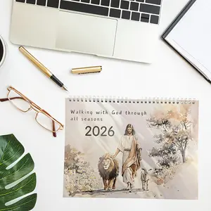 2026 Jesus Faith Calendar, Inspirational Bible Verses & Serene Illustrations, Daily Devotional Guide for Spiritual Growth