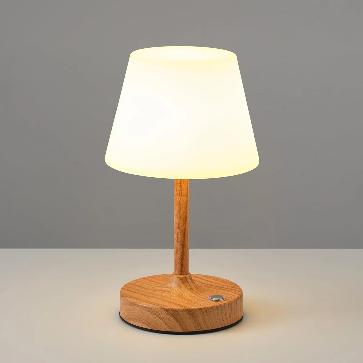 Cordless LED Wood-Grain Small Table Lamp, Waterproof Shower Light with 4000mAh Battery, Portable Rechargeable Touch Dimming Night Light for Outdoor Camping, Bathroom, Kitchen, Patio, Restaurant #Summervibes