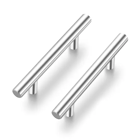 Ravinte Traditional Round Brushed Nickel Metal Pulls (3 Pack) - 6 in Length, 3.75 in Hole Center, Durable Steel, Interior Door Handles, Cabinet Handles for Kitchen Doors, Farmhouse Cupboards