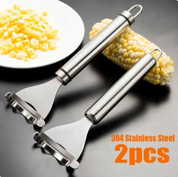 2 Pcs Corn Peeler Corn Planer Thresher Stainless Steel Corn Peeler for Corn On the Cob Corn Kernel Remover Tool Magic Corn Stripper Tool Corn Cutter Corn Scraper with Ergonomic Handle for Kitchen