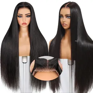 Uniky 180% Density Glueless Wigs Human Hair Pre Plucked Pre Cut Brazilian Straight Wigs for Women 7x5 Lace Front Closure Natural & Black Deep Wave Short Bob Wigs