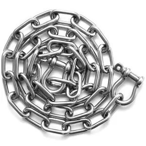 VEVOR Boat Anchor Chain Stainless Steel Lead Chain 1/4" x 4' with Two Shackles