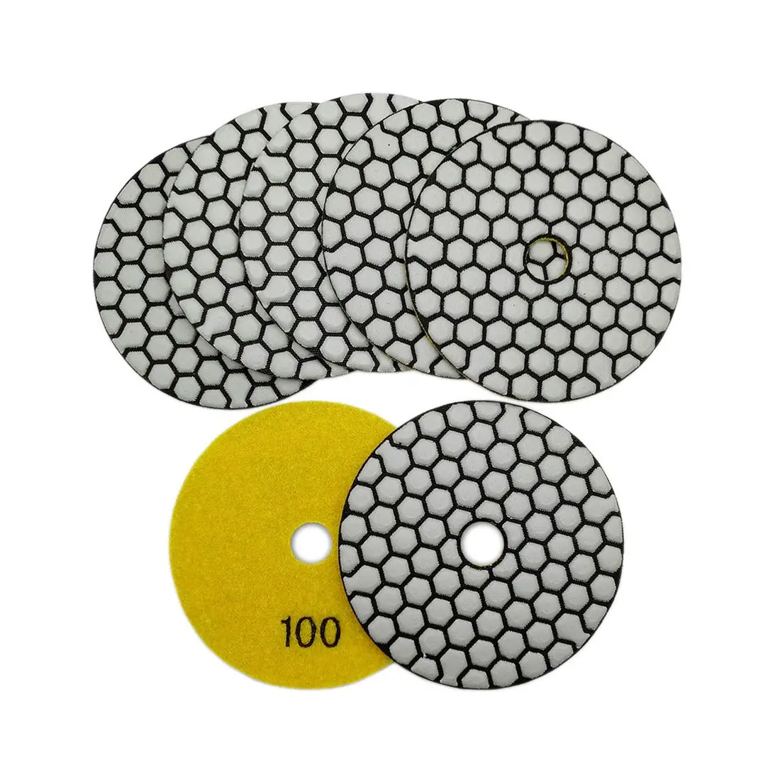 4-Inch Dry  Polishing Pads Grit 100  Sanding Pads Grinding Pads for Granite Marble Stone 7 count/1set