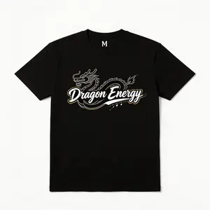Chinese Dragon Line Art T-Shirt, trendy t-shirts Minimal Oriental Dragon Energy Streetwear Tee 100% Soft Comfortable Cotton High Quality Casual Loose Fit Unisex All Season Daily Streetwear Outdoor Outfit For Men And Women