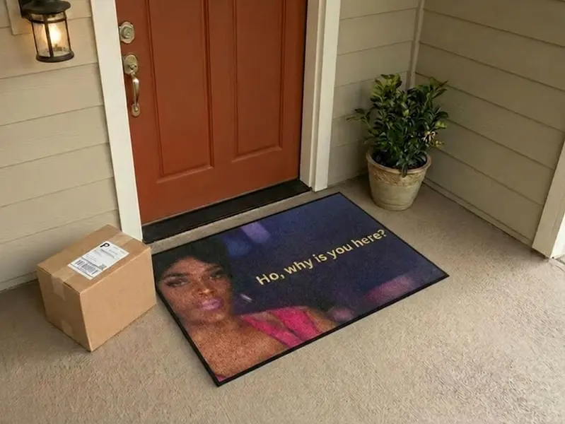 Funny Welcome Mat, “Ho Why Is You Here” Doormat, Meme Floor Mat, Joseline Inspired Rubber Doormat