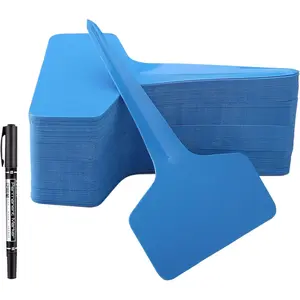 100 count T-Type  Labels with a Gel Pen,    Tags Plastic Garden Markers, Blue, 6 x 10cm