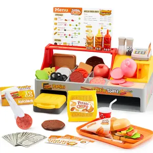 Play Kitchen Food Toy - 40 PCS Toss ‘n Toast Sandwich Making Set with Magic Slicer, Menu Guide and Panini Toy - Interactive Order & Takeout & Checkout Fun for Girls Boys Toddlers Kids Outdoor Play Valentine's Day Gifts for Kids