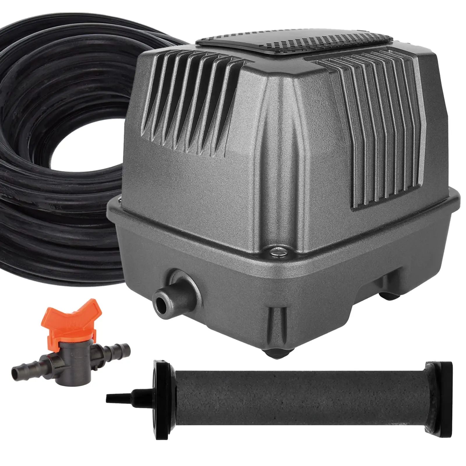 AquaMiracle TP30 Outdoor Koi Pond Aerator - 18W Dual-Functional Energy-Efficient Air Pump, 1.06cfm, 4.35psi (0.03mpa), 20ft Weighted Self-Sinking Airline, Flow Control, Silent Motor Anti-Clog EPDM Rubber Diffuser, Ice Prevention (Up to 10000 Gal Ponds)