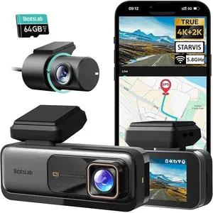 BOTSLAB 4K Dash Cam Front and Rear, 170° Ultra Wide 4K+2K Dashcam with ADAS, Night Vision, 24/7 Parking Mode, Sony STARVIS Sensor, WDR, Free 64GB SD Card, 5.8GHz WiFi, Built-in GPS, Loop Recording