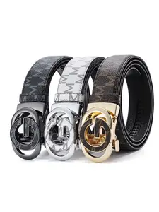 [ATEEZSTATION Brand] Men's Business Fashion M Letter Design Belt, Casual Waistband for Jeans Trousers, Trendy All-match & Exquisite Belt for Birthday Gift, Modern Buckle Belts, Fashion Belts