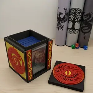 MTG Dragon Deck Box - EDH TCG Card Storage, Commander Showcase Display Slot with Toploader | Magnetic Top Fantasy Gaming Cards Organizer