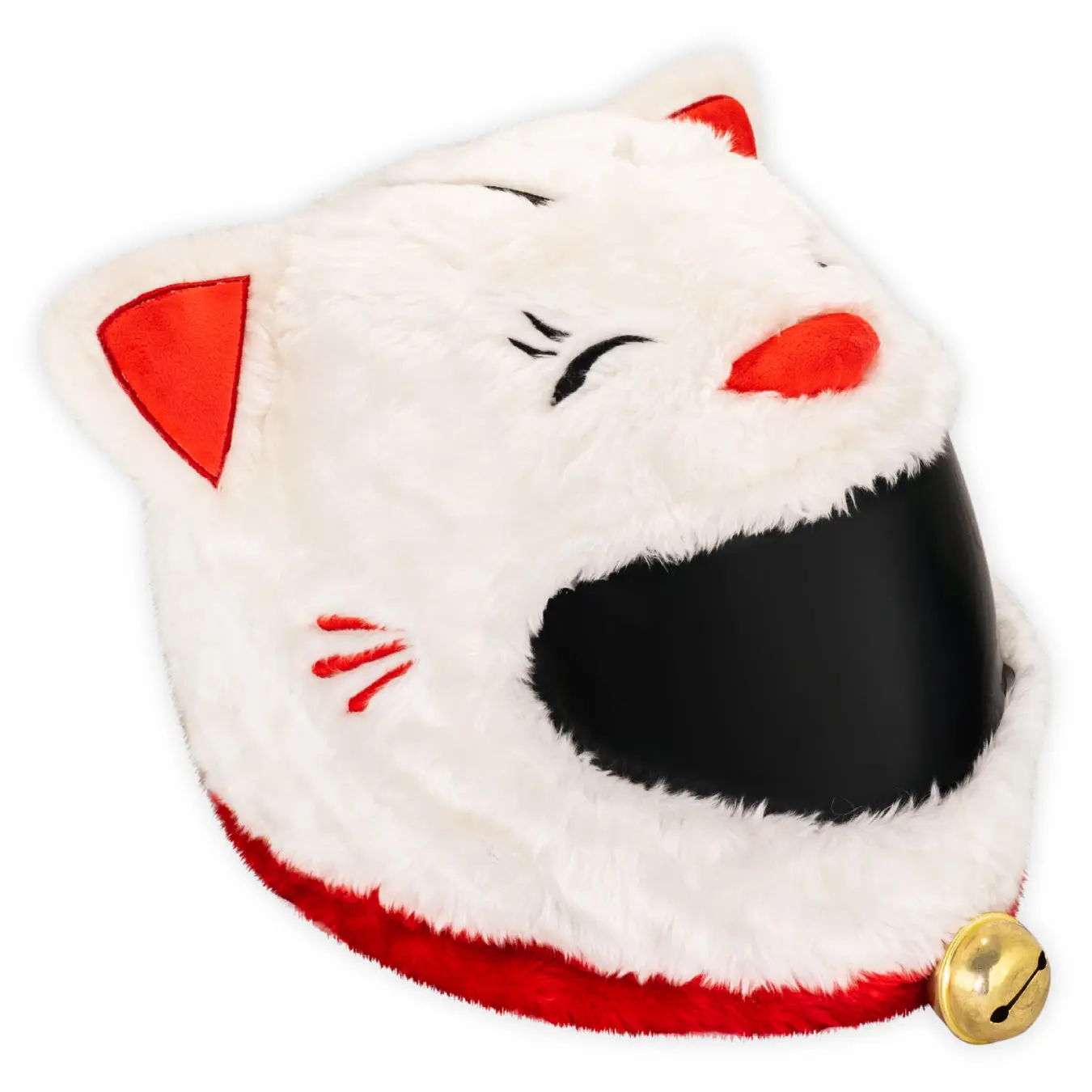 Lucky Cat Motorcycle Helmet Cover - Red & White Cat Design, Durable & Easy to Clean, Perfect for Cat Lovers