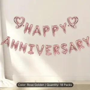 18pcs, HAPPY ANNIVERSARY Banner