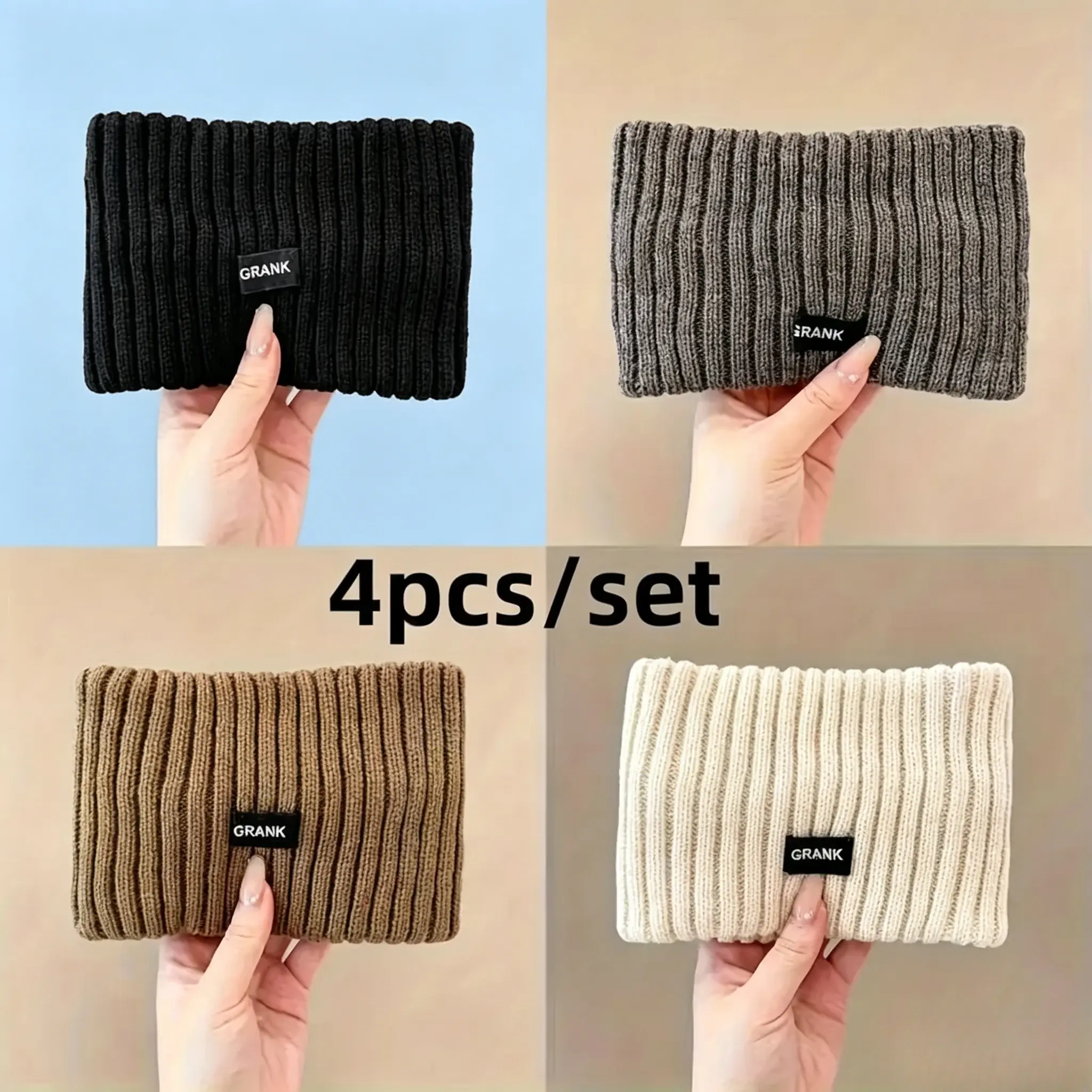4pcs Women's Soft Elastic Sports Headbands – Winter Warm Ear Covers, Solid Color Zigzag Fringe Hair Accessories, Comfortable Unisex Headband Set for Gym, Workout & Daily Wear