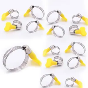 15-Pack Stainless Steel Hose Clamps (Yellow), Adjustable Thumb Screw Key Style Worm Gear Hose Clamps,  Line Clamps,For Plumbing and Automotive Applications ([25-38mm(0.984-1.496 inches])
