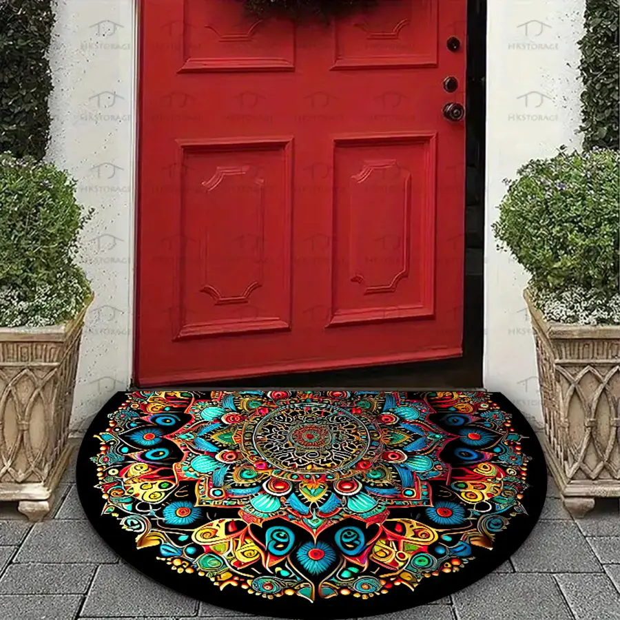 Bohemian Mandala Style Door Mat, Absorbent Easy Care Rug, Boho Rug, Decorative Mats, Decorative Rugs, Ideal for Bathroom, Entryway, Living Room, Balcony, Kitchen, Home Decor