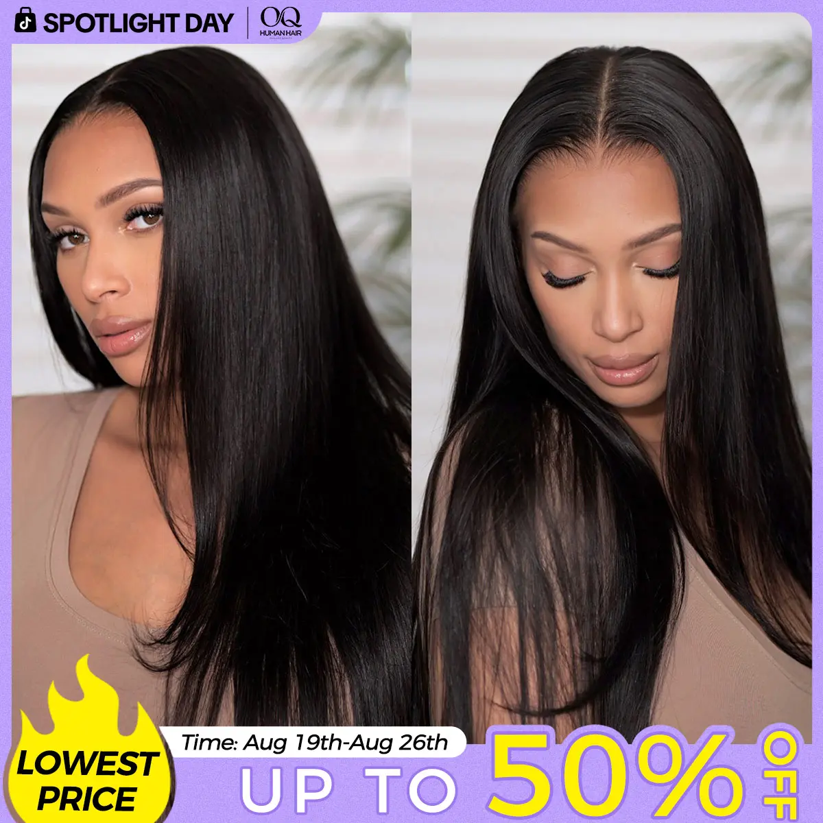 [Free Upgraded] OQ HAIR Wear And Go Glueless Wigs Pre Cut 7x5 HD Straight Lace Human Hair Wigs Pre Bleached Tiny Knots Beginner Friendly #SohoChic #TikTokShopBackToSchool