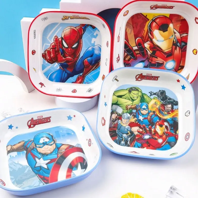 1PC Marvel Officially Licensed Avengers Square Plates Spiderman Novelty Tableware Ironman Cartoon Theme Decoration Anime Character Ornament Snack Containers Movie Peripherals Birthday Gifts