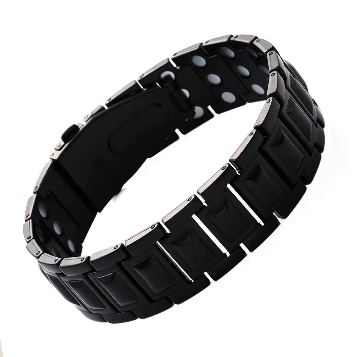 Karma Charms 3X Magnetic Stainless Steel-Copper Bracelet Band Bangle for Men & Women, Daily Commute Wearable with Strong Neodymium Magnets & Sizing Tool (Black), Copper Magnetic Bangle, Adjustable Charm Bracelet, Father's Day, Preppy Bracelets