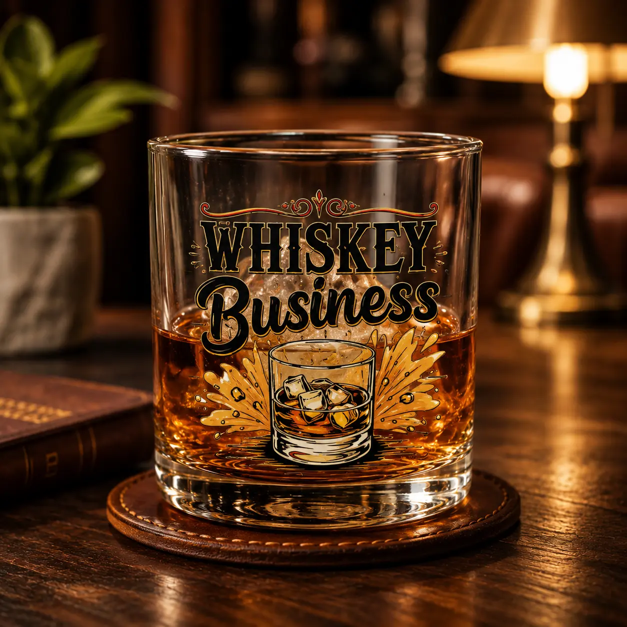 Whiskey Business Custom Printed Whiskey Glass, Personalized Pint Glass, Stemless Wine Glass, Funny Drinking Glass, Custom Name Glass, Personalized Gift Glass, Beer Glass, Wine Tumbler, Graphic Printed Glass Cup