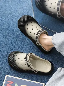 3 Color Gradient Unisex Clogs 36-45 Sizes Geometric Square Print Gradient Color 2-in-1 Anti-Slip Platform for Home Outdoor