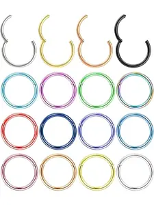 Nose Rings Hoop Nose Clicker Ring Septum Jewelry 16G 18G Nose Hoop Lip Rings Nose Helix Cartilage Rook Earrings Nostril Piercing Jewelry Hypoallergenic Nose Rings Set