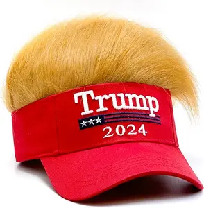 Donald Trump 2024 Hat with Hair,Trump 45-47 Make America Great Again Wig Hat Embroidered Ultra Adjustable MAGA Baseball Cap