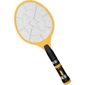 Electric Fly Swatter 3000V USB Rechargeable Mosquito Killer Racket with 5 LED Torch & 3 Layer Large Size Mesh, Yellow