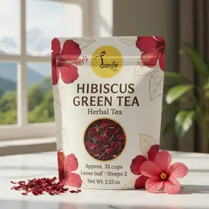 Danfe Tea Hibiscus Detox Green Artisan Tea Loose Leaf Blend for Skin Radiance PCOS Balance Metabolism Bloat Calm Focus Himalayan Tea for Women Men Natural 32 Cups - Beverage