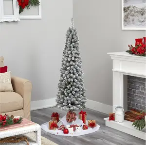 5-ft Flocked Pencil Artificial Christmas Tree Free Ship Buy Now