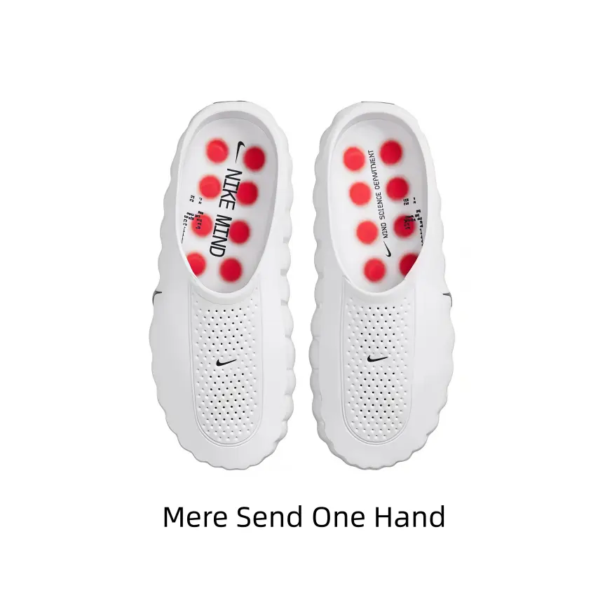 Hollow Breathable Summer Mules Perforated Toe Area Red Circular Massage Pads Wavy Skid-Proof Rim Wear Resistant Light Traction For Men Women