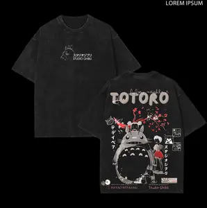 My Neighbor Totoro - Studio Ghibli Anime Double Printed Vintage Washed Tee Unisex Oversize Anime Manga Washed Heavyweight Cotton T-shirt, Gift For Anime Fan, Anime Lover