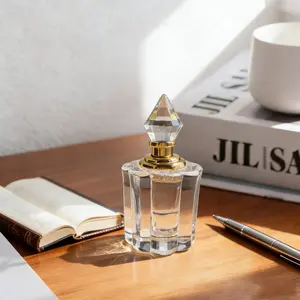 Luxury Hand-Blown Refillable Glass & Metal Empty Perfume Vial for Her | Travel-Sized Essential Oil Bottle with Dropper | Clear Lifestyle Fragrance Container | Birthday Valentine's Day Wedding Gift for Wife Girlfriend Mom Fragrance Aficionados