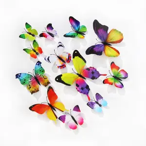 PVC magnetic adhesive simulated butterflies, creative home background 3D stickers, decorative 3D butterflies for children's room, pack of 12