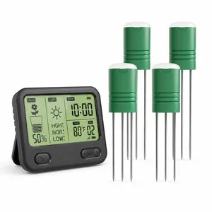 Wireless Soil Moisture Meter with Indoor Display, Multi-Zone Plant Water Monitor Kit, Soil Thermometer, 230ft Range, Expandable to 12 Zones